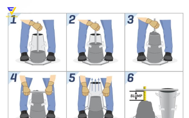 Quy trình kiểm tra độ sụt bê tông tươi