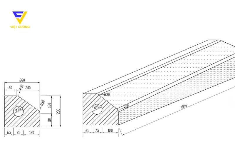 Bó vỉa 23×26×100 cm